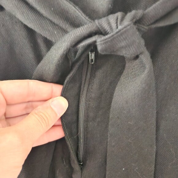 Express Black Linen Blend High Rise Paper Bag Dress Pants - Size 6R - Picture 4 of 7